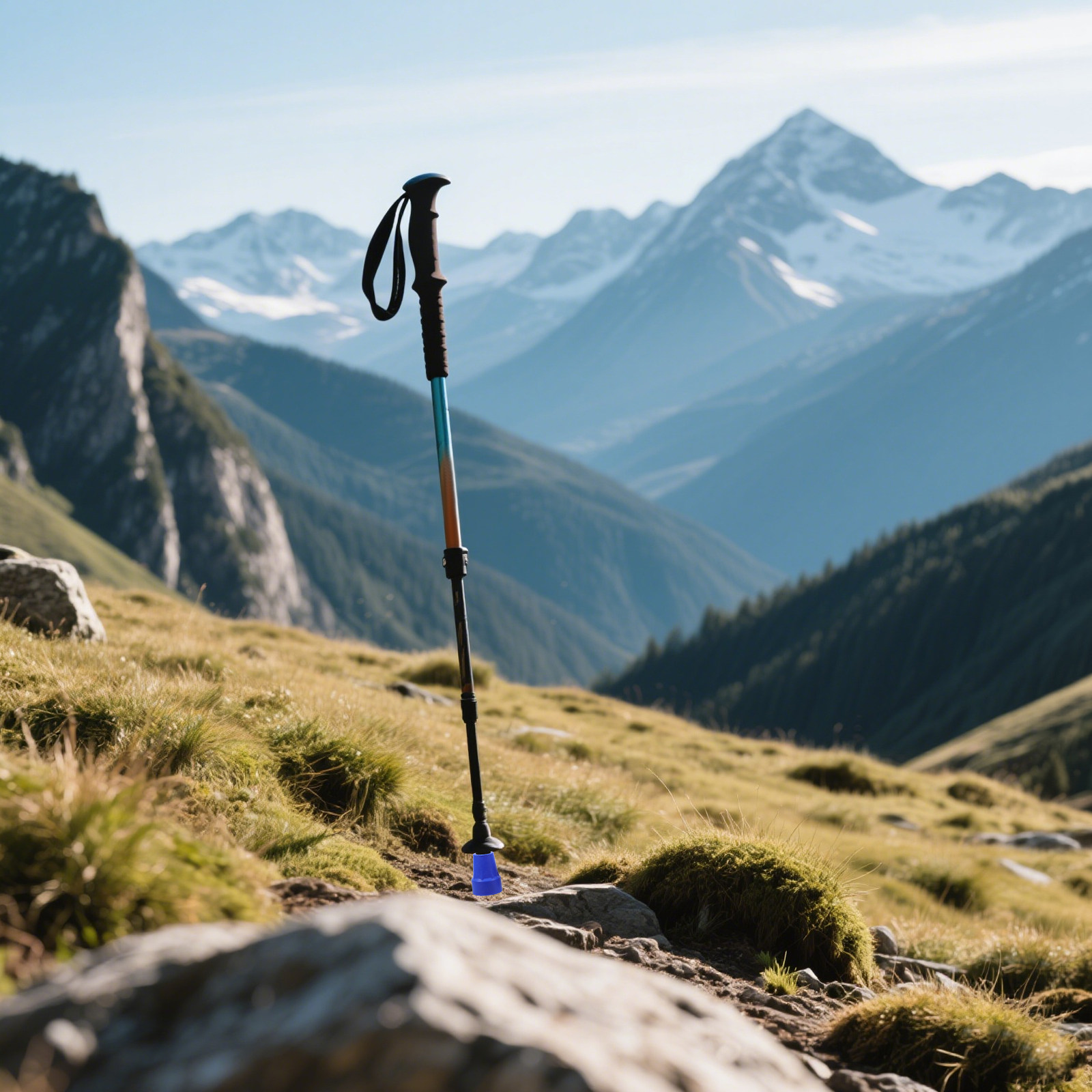 Trekking Pole Rubber Tips Feet Replacement - 4개입, 미끄럼 방지 고무 팁, 파란색