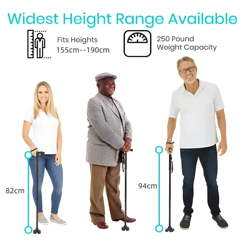 LED 라이트가 장착된 접이식 지팡이, 높이 조절 가능 - Folding Walking Sticks Hiking Adjustable 리뷰 및 가격