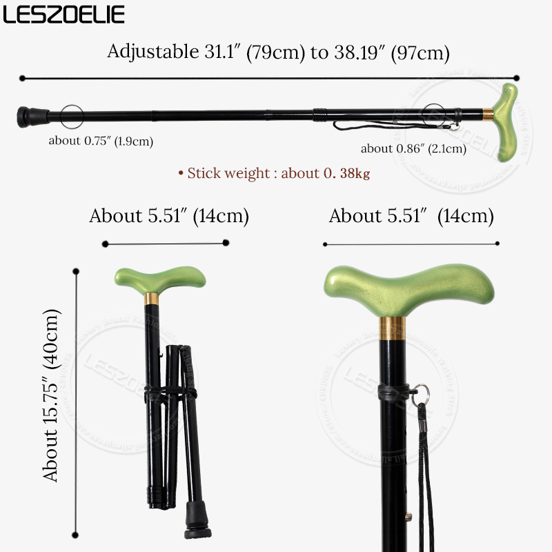 79-97cm 접이식 알루미늄 합금 지팡이 라이트 그린 - Folding Walking Sticks Hiking Adjustable 리뷰 및 가격