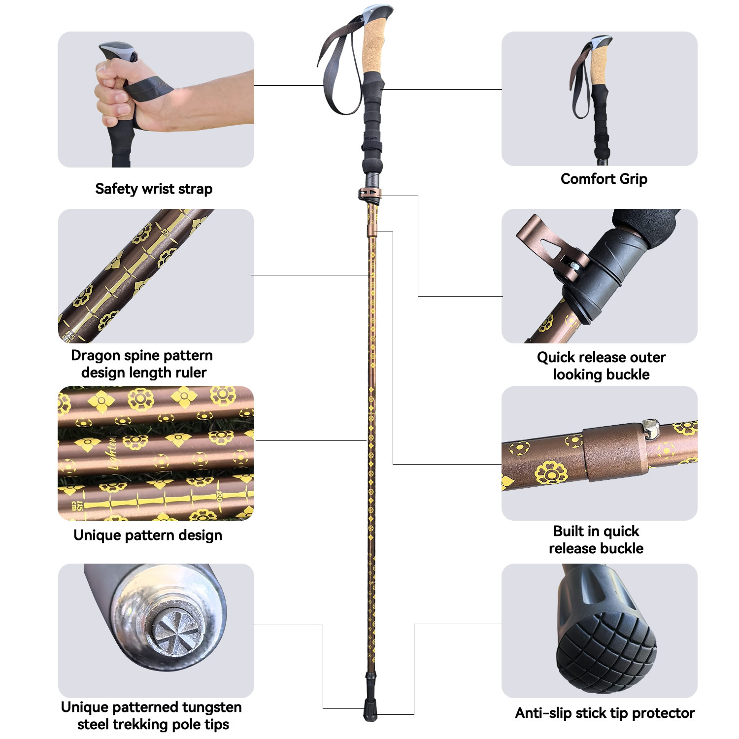조절 가능한 휴대용 등산 스틱, 알루미늄 합금 소재,  - Folding Walking Sticks Hiking Adjustable 리뷰 및 가격