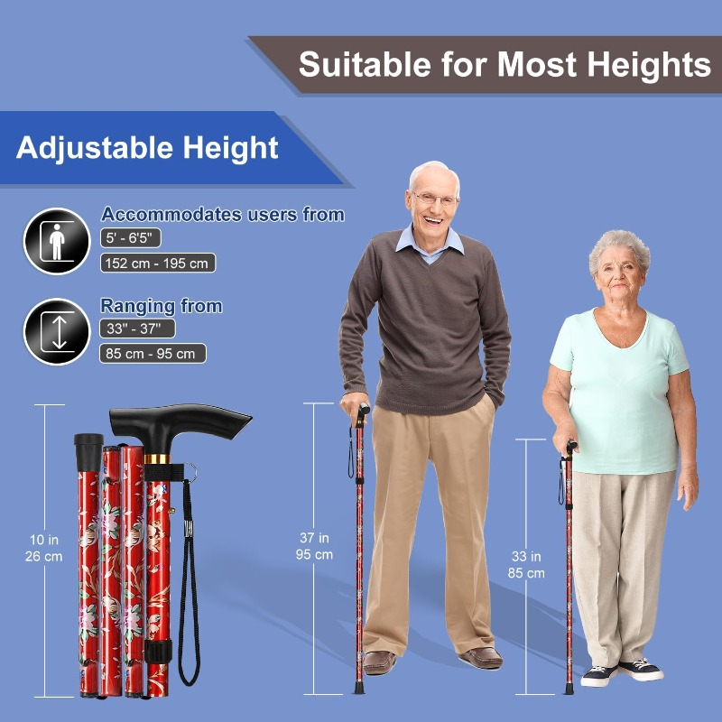 5단계 조절 가능한 접이식 알루미늄 합금 지팡이 꽃 모 - Folding Walking Sticks Hiking Adjustable 리뷰 및 가격