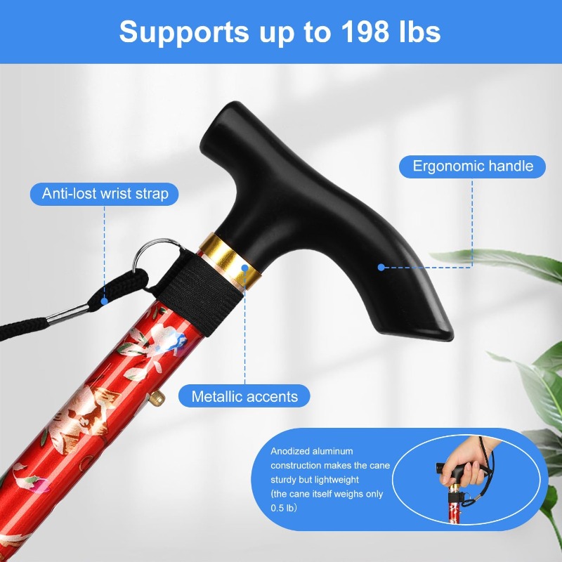 5단계 조절 가능한 접이식 알루미늄 합금 지팡이 꽃 모 - Folding Walking Sticks Hiking Adjustable 리뷰 및 가격